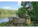 A charming lake view features a small dock with bench seating along the water's edge at 109 Lake Latimer Ne Cv, Kennesaw, GA 30144