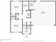 First floor plan illustrating bedroom, bathroom, laundry room, and garage layout with dimensions at 113 Garden Walk, Stockbridge, GA 30281
