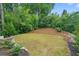 A lush backyard featuring tiered landscaping and a combination of mulch and grass at 1433 Wessyngton Ne Rd, Atlanta, GA 30306