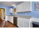 Bright kitchen featuring stainless steel dishwasher, sink and white cabinets with countertop space at 556 Walton Dr, Social Circle, GA 30025