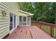 Welcoming wooden deck accessible by glass doors that provides an excellent space for outdoor activities and entertaining at 2110 Waterloo Cir, Lawrenceville, GA 30043