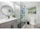 A sleek bathroom features a glass shower, modern vanity, and stylish fixtures at 2432 Kelly Lake Dr, Decatur, GA 30032