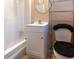 Bathroom with a vanity, toilet, and shower with a shower curtain at 265 Forest Lake Dr, Covington, GA 30016