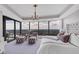 Bedroom featuring a bed with tufted headboard and floor to ceiling windows with incredible scenic views at 3344 Peachtree Ne Rd # 3504, Atlanta, GA 30326