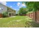 Large, green backyard with patio, fire pit and wooden fence, perfect for outdoor enjoyment at 4020 New Salem Ct, Cumming, GA 30040