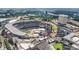 Overhead view showcasing a vibrant community with shopping, entertainment, hotel, and Truist Park stadium at 305 Mill Pond Se Ct, Smyrna, GA 30082