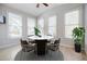 Well-lit dining area with modern round table, comfortable chairs, and large windows, providing ample natural light at 5210 Davenport Pl, Roswell, GA 30075