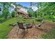 Backyard featuring a fire pit surrounded by chairs, creating a cozy outdoor gathering space at 2653 W Main Nw St, Atlanta, GA 30318