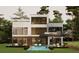 Contemporary home with sleek pool, an outdoor seating area, and large windows offering bright natural light at 680 Carriage Dr, Atlanta, GA 30328