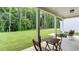 Covered back patio with views of spacious green backyard and forest at 313 Sobeck Way, Canton, GA 30115