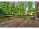 Wooden deck overlooks a private backyard surrounded by lush greenery at 240 Old Plantation Way, Fayetteville, GA 30214