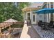 Well-appointed deck with outdoor kitchen, seating and dining area at 217 Fernwood Pl, Woodstock, GA 30188