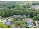 A high aerial view showing the property surrounded by lush greenery in a suburban neighborhood at 3900 Baluster Ct, Suwanee, GA 30024