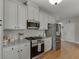 Kitchen featuring modern appliances and white cabinets at 3900 Baluster Ct, Suwanee, GA 30024