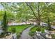 View of the landscaped front yard and walkway leading to a charming home at 908 N Highland Ne Ave, Atlanta, GA 30306