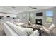 Bright, open-plan living area featuring a fireplace, sleek furniture, and modern kitchen at 932 Melville Dr, Stockbridge, GA 30281