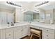 Bright primary bathroom featuring double sinks, vanity and separate shower at 4472 Cavallon Nw Way, Acworth, GA 30101