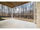 Covered patio with concrete floors and brick siding overlooking a wooded backyard at 125 Maison Court, Roswell, GA 30076