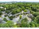 Aerial view of the community with mature trees, parking and view of the city skyline at 1101 Collier Nw Rd # P2, Atlanta, GA 30318