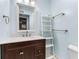 Charming bathroom with stylish vanity, marble countertop, and decorative towel ladder at 1101 Collier Nw Rd # P2, Atlanta, GA 30318