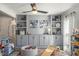 Charming playroom features gray built-in shelving, storage cabinets, and fun ' activities at 4271 Keheley Ne Rd, Marietta, GA 30066