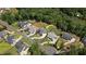Aerial shot showcasing upscale homes with manicured lawns in a well-planned, wooded community at 4445 Pebble Rock Dr, Cumming, GA 30041