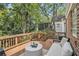 Outdoor deck with wood railing, a table and seating provides relaxation and entertaining space at 1718 Ridgewood Ne Dr, Atlanta, GA 30307