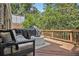 Outdoor deck with wood railing features outdoor furniture providing relaxation and entertaining space at 1718 Ridgewood Ne Dr, Atlanta, GA 30307
