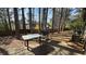 Backyard with trees, patio, grill, and dining table at 5359 Stafford Nw Dr, Lilburn, GA 30047