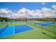 Well-maintained blue and green tennis courts offering recreational opportunities at 605 Oak Ln, Canton, GA 30114