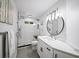 Modern bathroom featuring a glass enclosed shower and a marble countertop vanity at 5286 Wild Indigo Nw Way, Acworth, GA 30102