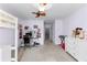 Spacious carpeted bedroom with lofted bed, desk, and storage at 1452 Redwine Rd, Fayetteville, GA 30215