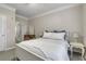 Bright bedroom with a comfortable bed, soft lighting, and a view to a home office area at 1850 Cotillion Drive # 2118, Dunwoody, GA 30338