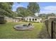 Well-maintained backyard with a fire pit, shed, seating and play equipment at 3135 Bluebird Ln, Decatur, GA 30032