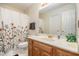 Bathroom with a floral shower curtain and vanity at 1272 Whitlock Ridge Drive Sw Dr, Marietta, GA 30064