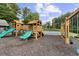 Community playground with swings and slides near a tennis court surrounded by trees at 3902 Robin Court Ct, Acworth, GA 30101