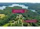 Aerial view shows the location of the property, Charleston Park, and Lake Lanier access at 5870 Shadewater Dr. Dr, Cumming, GA 30041
