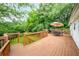 Outdoor deck with outdoor furniture, grill, and serene backyard view at 5870 Shadewater Dr. Dr, Cumming, GA 30041