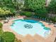 Community pool surrounded by lounge chairs, lush greenery, and well-maintained brickwork at 2303 Stratford Commons Commons, Decatur, GA 30033