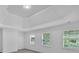 Bedroom featuring tray ceiling, neutral carpet, and several windows with natural light at 511 Millwood Ct, Canton, GA 30114