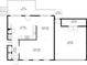 Detailed floor plan showcasing the layout of the kitchen, dining area, garage, and living room at 4214 Williamsburg Dr, College Park, GA 30337