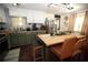 Bright kitchen with stainless steel appliances, butcher block island, and stylish green cabinetry at 3227 Due West Rd, Dallas, GA 30157