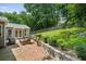 Backyard featuring a brick patio and lush greenery, perfect for outdoor relaxation at 747 Channing Nw Dr, Atlanta, GA 30318