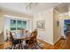 Cozy dining area features wood floors, a large window with a backyard view, and a wooden table with seating for four at 747 Channing Nw Dr, Atlanta, GA 30318