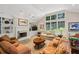 Comfortable living room with large windows, a fireplace, built-in shelves, and neutral decor at 747 Channing Nw Dr, Atlanta, GA 30318
