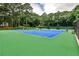Bright blue tennis courts surrounded by lush greenery, ideal for sports enthusiasts to practice their game at 2528 Chimney Springs Dr, Marietta, GA 30062