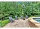 Poolside patio area features lounge chairs and fire pit, ideal for outdoor relaxation and enjoying the serene surroundings at 3656 Ebenezer Rd, Marietta, GA 30066