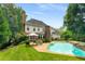 Lush backyard featuring a swimming pool, patio area, and well-maintained lawn at 2878 Wesley Heath Nw, Atlanta, GA 30327
