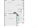 Detailed first floor plan showing the layout of living room, kitchen, dining area, garage, bath and foyer at 2860 Cooper Brook Dr, Snellville, GA 30078