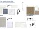 A design board displaying samples of high end kitchen and bathroom finishings, including cabinets and fixtures at 4480 Beechnut Cir, Cumming, GA 30028